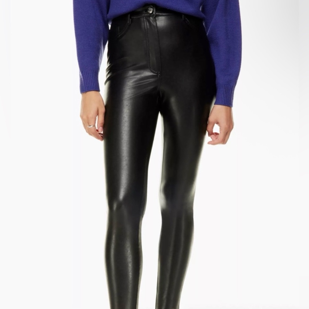 Aritzia Wilfred Free Charm Pants, Black Faux Leather Pants